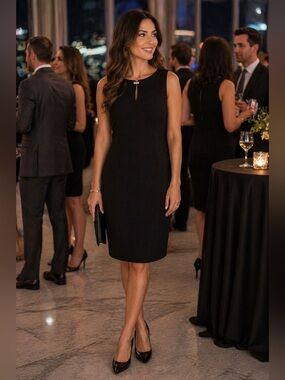 Banana Republic Black Sheath Dress Size 6 Sleeveless LBD Cocktail Classic Chic